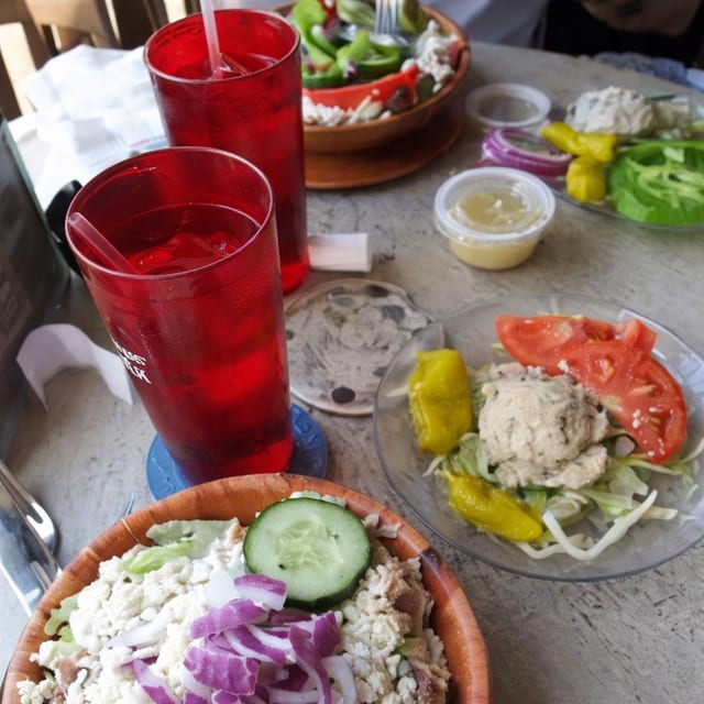 Greek Salad with Potato Salad.