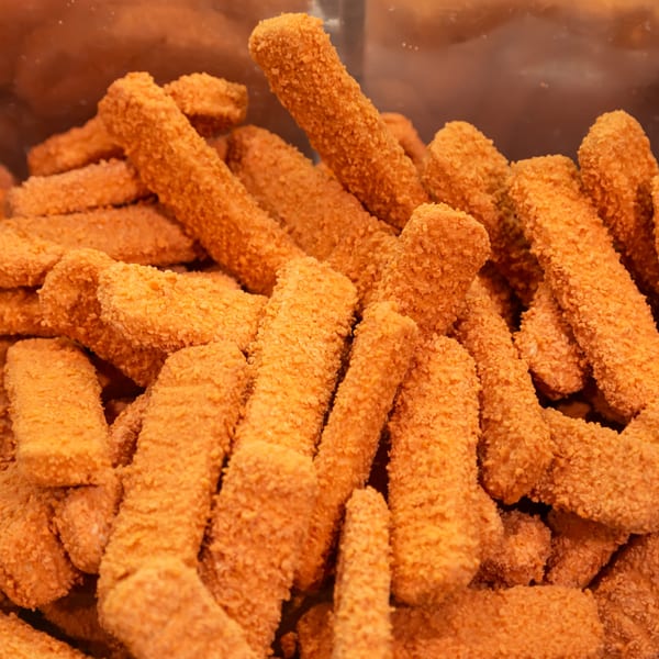 Close-up of a pile of golden-brown, breaded mozzarella sticks, ready to be served at Fairway Pizza.